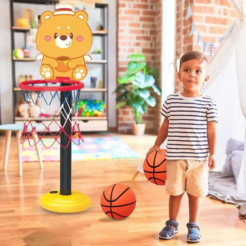 Cerceau de basket-ball pour enfants avec support recommandé, réglable, jeu d'intérieur, jouet de sport, dessin animé, forme d'ours, support de planche