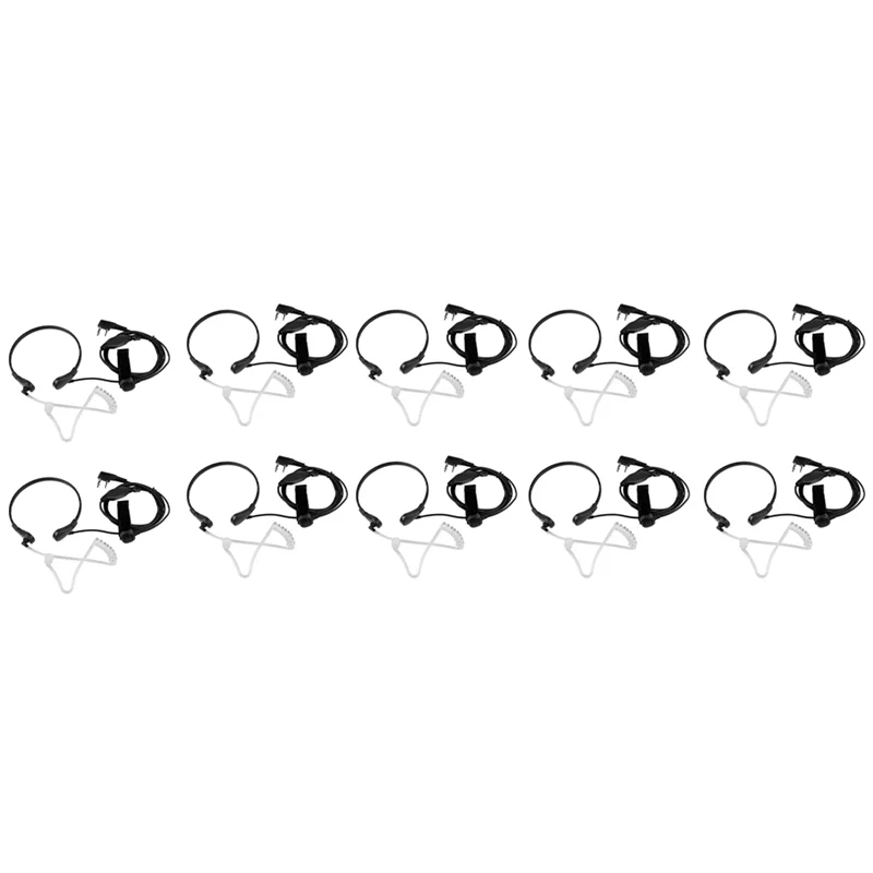 

10X Throat Microphone Mic PTT Laryngofon Air Tube Headset Earpiece For UV-5R UV B5 GT-3TP UV-5X-A74Z
