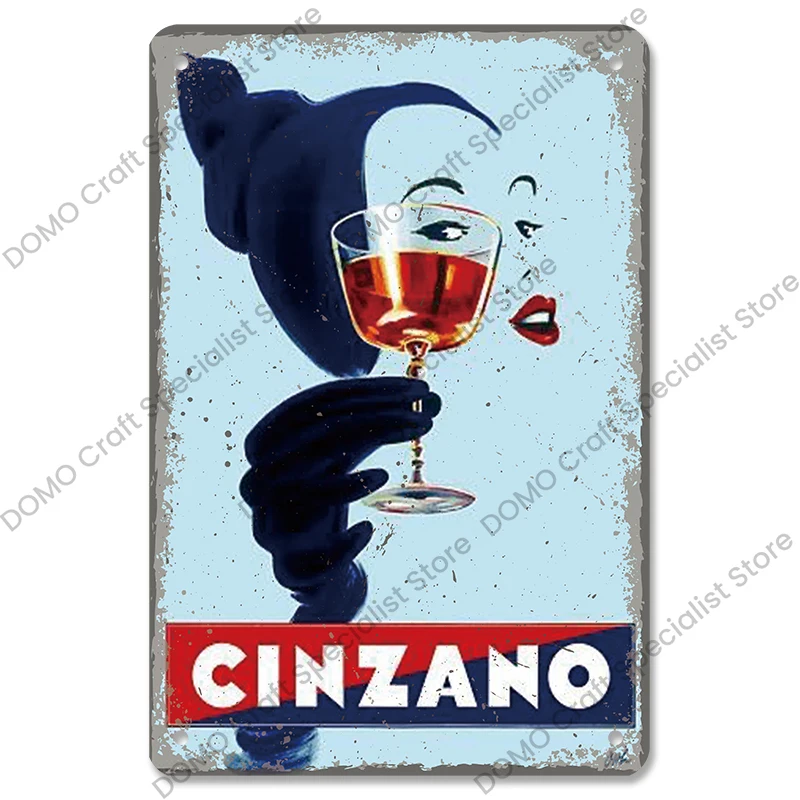 Red Wine Poster Metal Plate Vintage Women Martini Vino Metal Tin Signs Wall Decor for Bar Club Dining Room Home