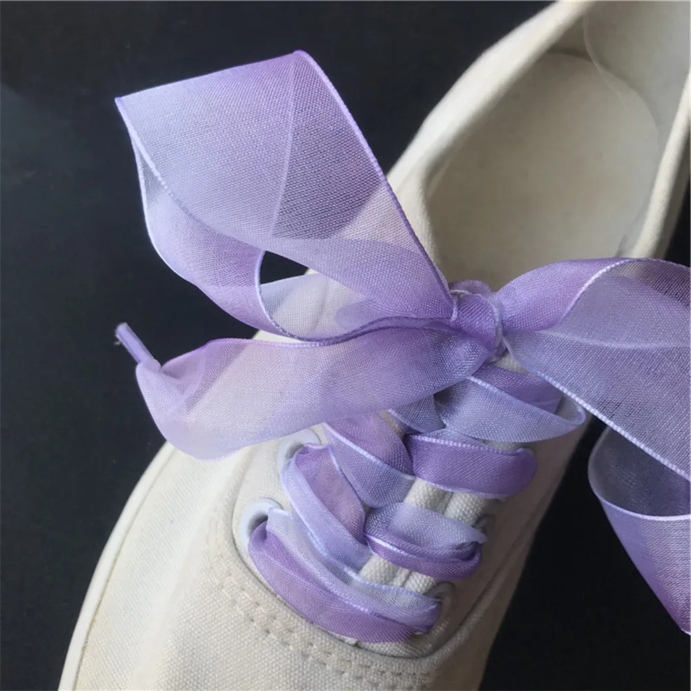 

5 пар градиентных плоских полупрозрачных шнурков с цветовыми переходами, широкие, для повседневной и спортивной обуви, ботинок, роликовых коньков, из пряжи