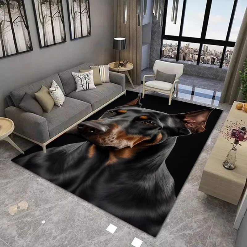 سجادة Doberman Pinscher ذات مساحة كبيرة غير قابلة للانزلاق ومقاومة للاهتراء لغرفة المعيشة وغرفة النوم وأرضية ناعمة وسجادة سهلة التنظيف لديكور المنزل