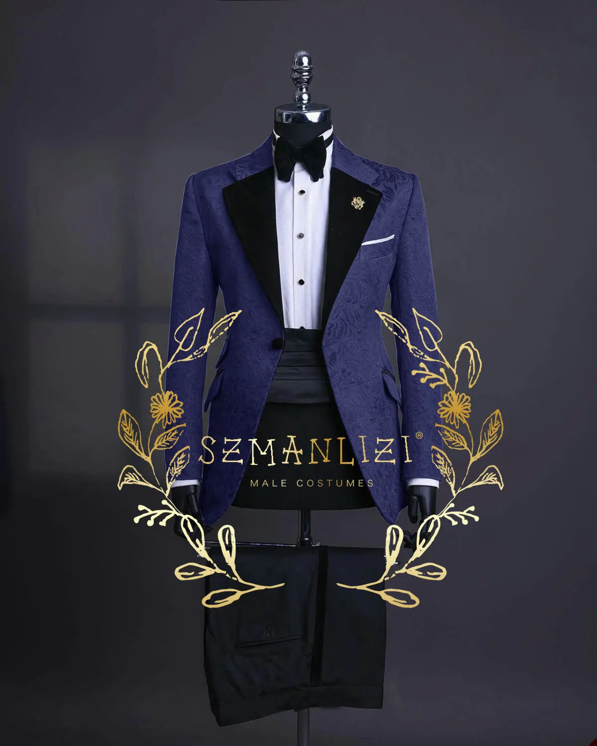 White Jacquard Men's Suits Tailored 2 Pieces Blazer Pants Velvet Lapel One Button Wedding  Party Tuxedo Slim Fit Custom Made