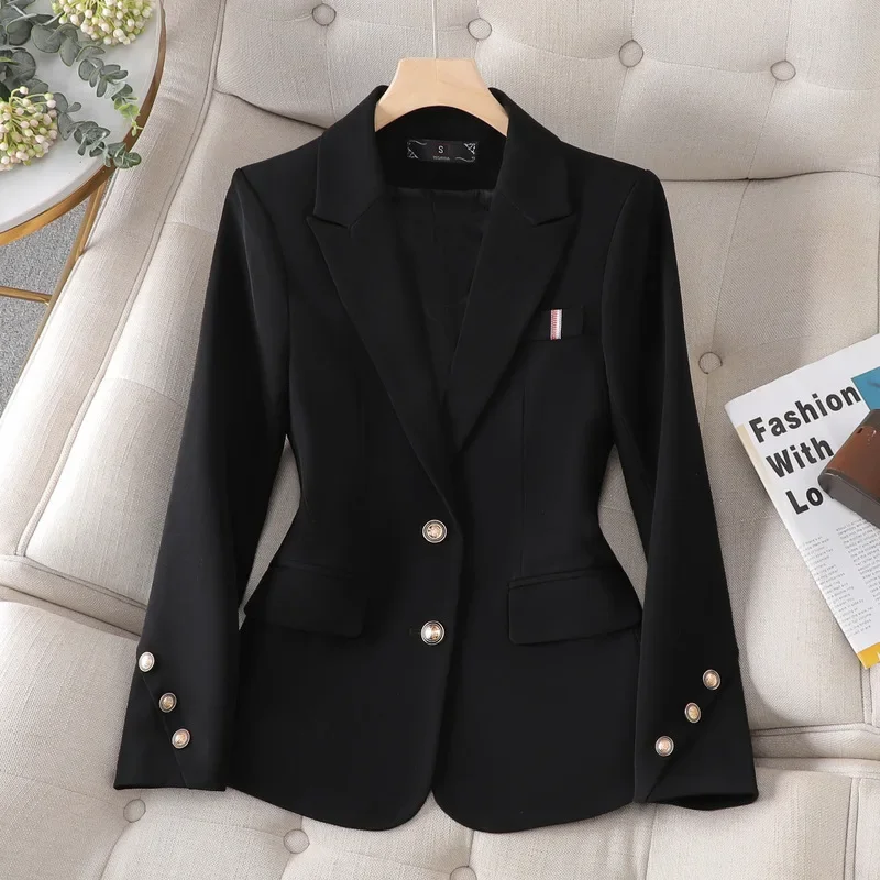 Blazer en coton imbibé pour femme, veste de printemps pour femme, vêtements de travail d'affaires, manteau pour fille, robe de Rh, haute qualité, mode féminine, 1 pièce