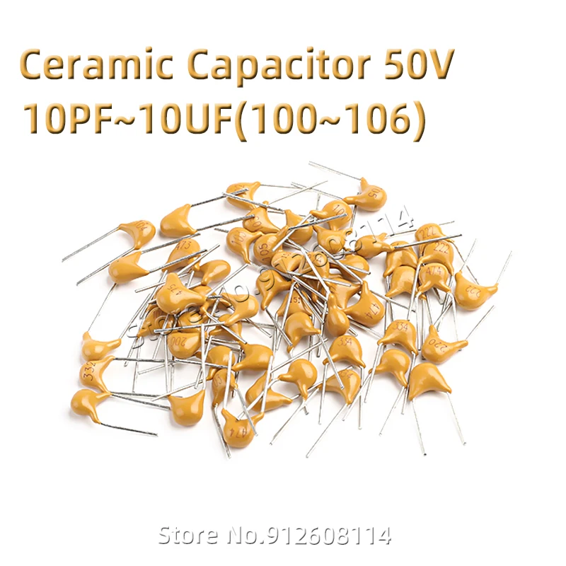 100Pcs 10pF ~ 10Uf Multilayer Keramische Condensator 50V (100 ~ 106) 102 103 104 105 39 820pF 1 22 33 47 56 68 100 Nf 0.01 0.1 Uf P5.08mm