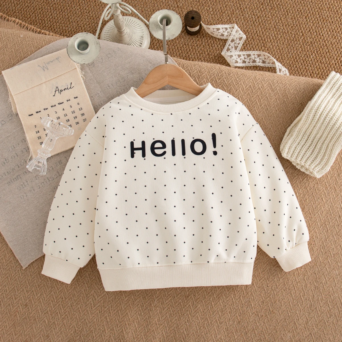 

Autumn New Cute "Hello" Printed Baby Girl Top, Casual Style Sweet Children'S Clothing (9 Months -4 Years Old)