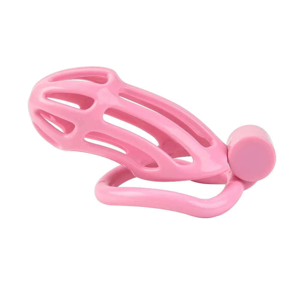 Pink Male Penis Cage with 5 Cock Rings Set Long Penis Bondage Bird Chastity Cage Belt Cock Ring Slave Restraint Man Sex Toy view 3