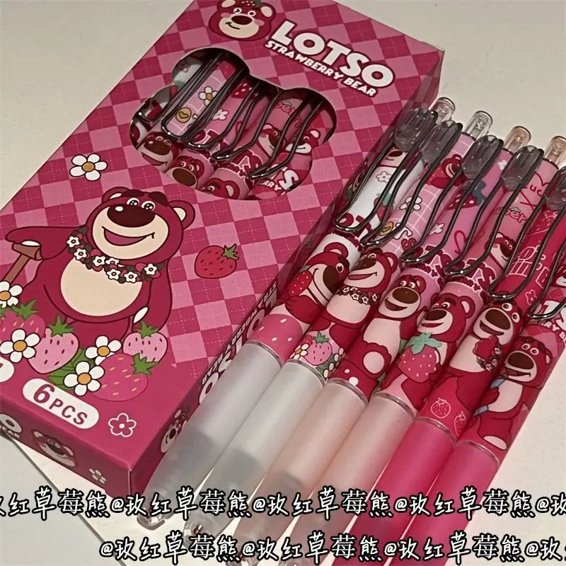 Strawberry Bear 0.5 Gel Pen Black Carbon Pen Pink Bear Top Black Pen Box Cute Back-to-School Gift School Supplies view 6