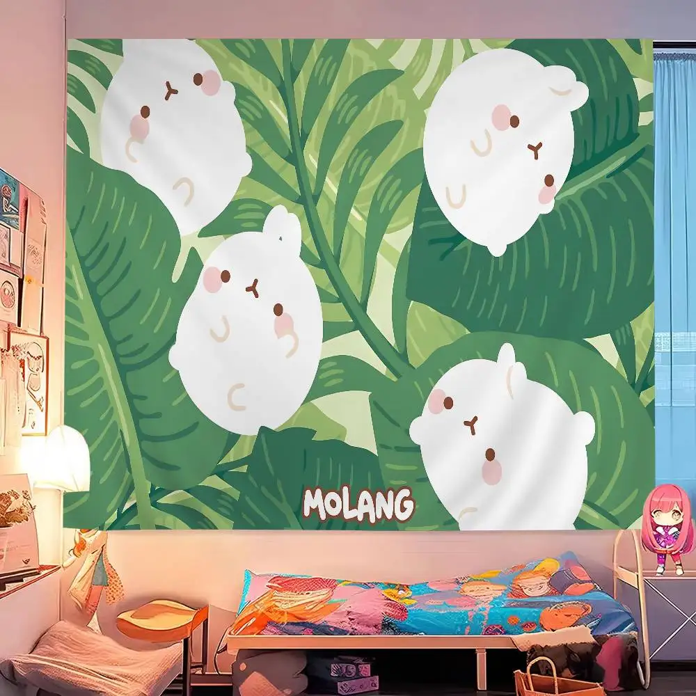 Cute white M-Molang Chart Tapestry for Living Room Home Dorm Decor Art Home Decor 3