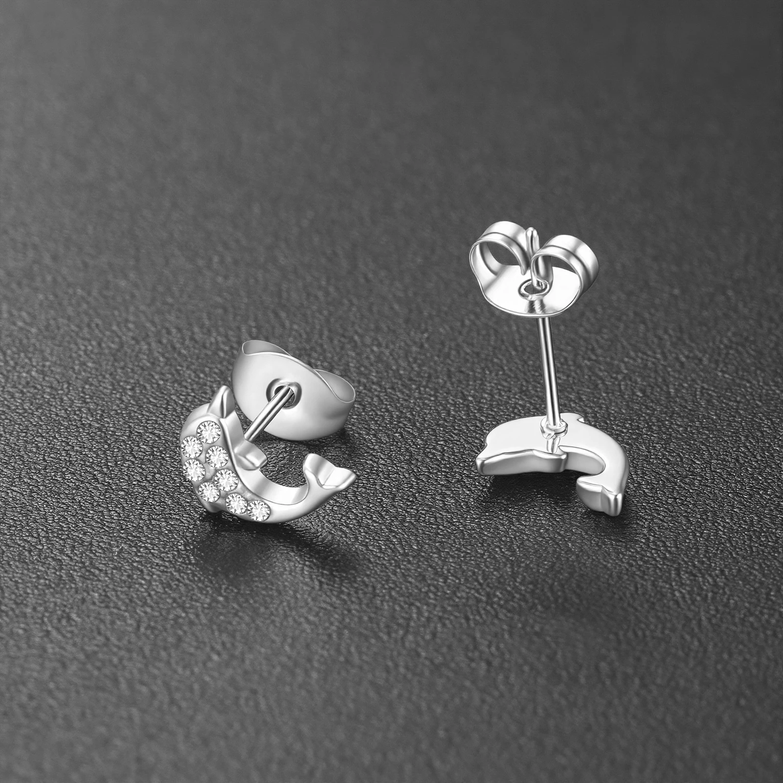 Eueavan 3D Delfin Strass Ohrstecker Ozean-Tier Schmuck mit Kristallen Besetzt Niedliche Frische Edelstahl Strandgeschenke Großhandel – Detail 5