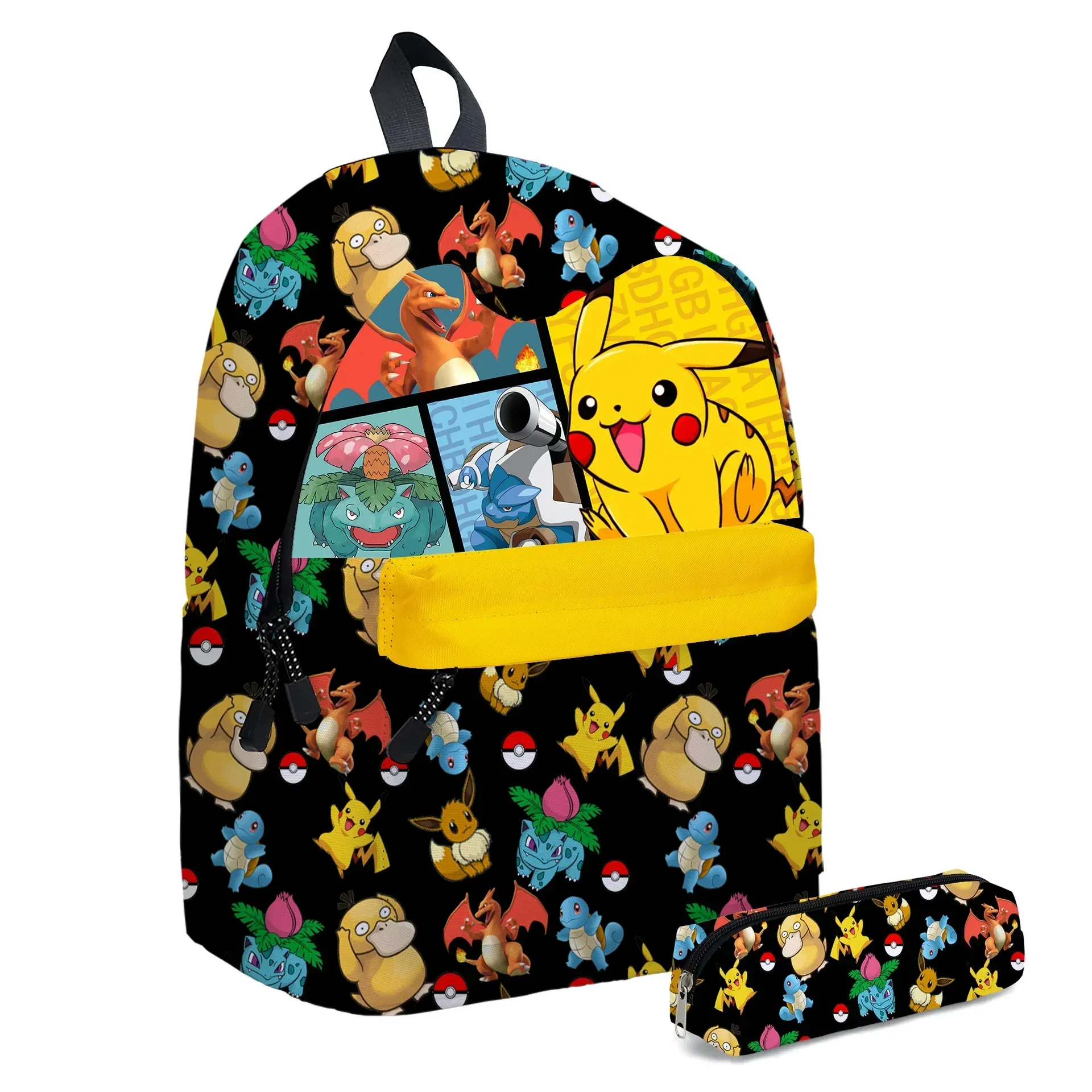 Pikachu Cartoon Backpack Dwuczęściowy Pokemon Student School Bag Pencil Bag Elf Pokémon Anime kawaii Cartoon School Bag Mochila