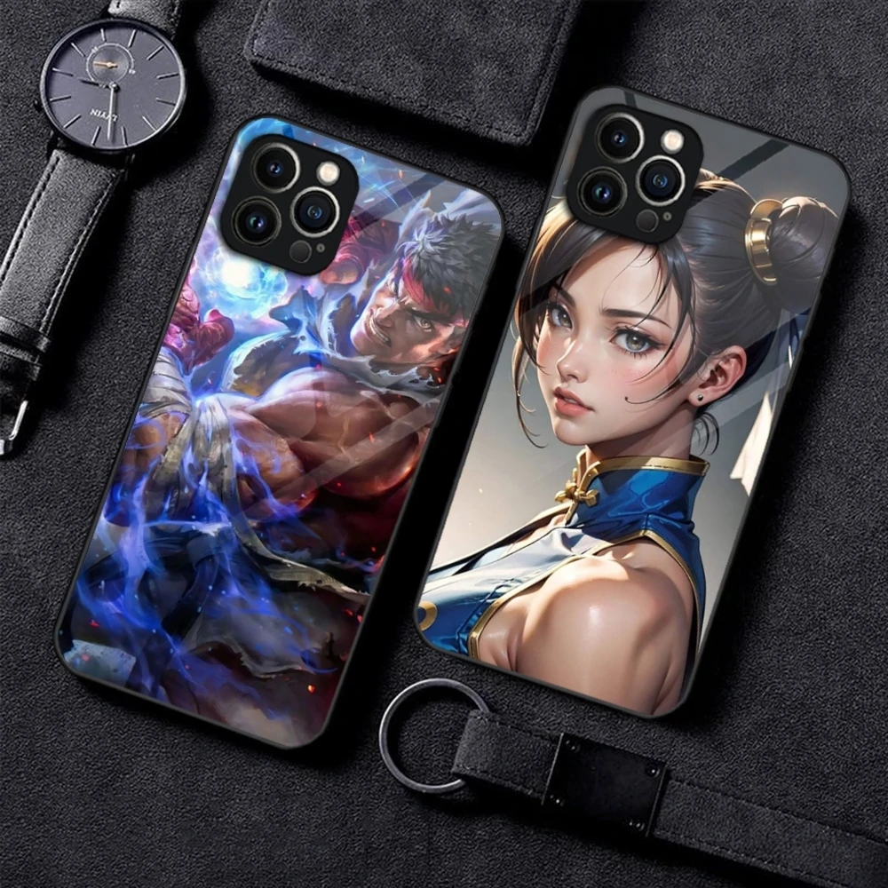 Game S-Street F-Fighter Phone Case For iPhone 15 13 14 12 16 11 Pro XS Max Plus Mini X XR SE2020 Tempered Glass Coque