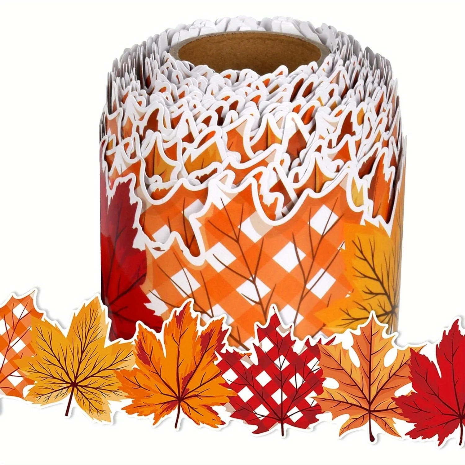 1 roll Fall Maple Leaf Border-Autumn Leaves Classroom&Office Decor,Thanksgiving Chalkboard Wall Trim, Fall Foliage Design