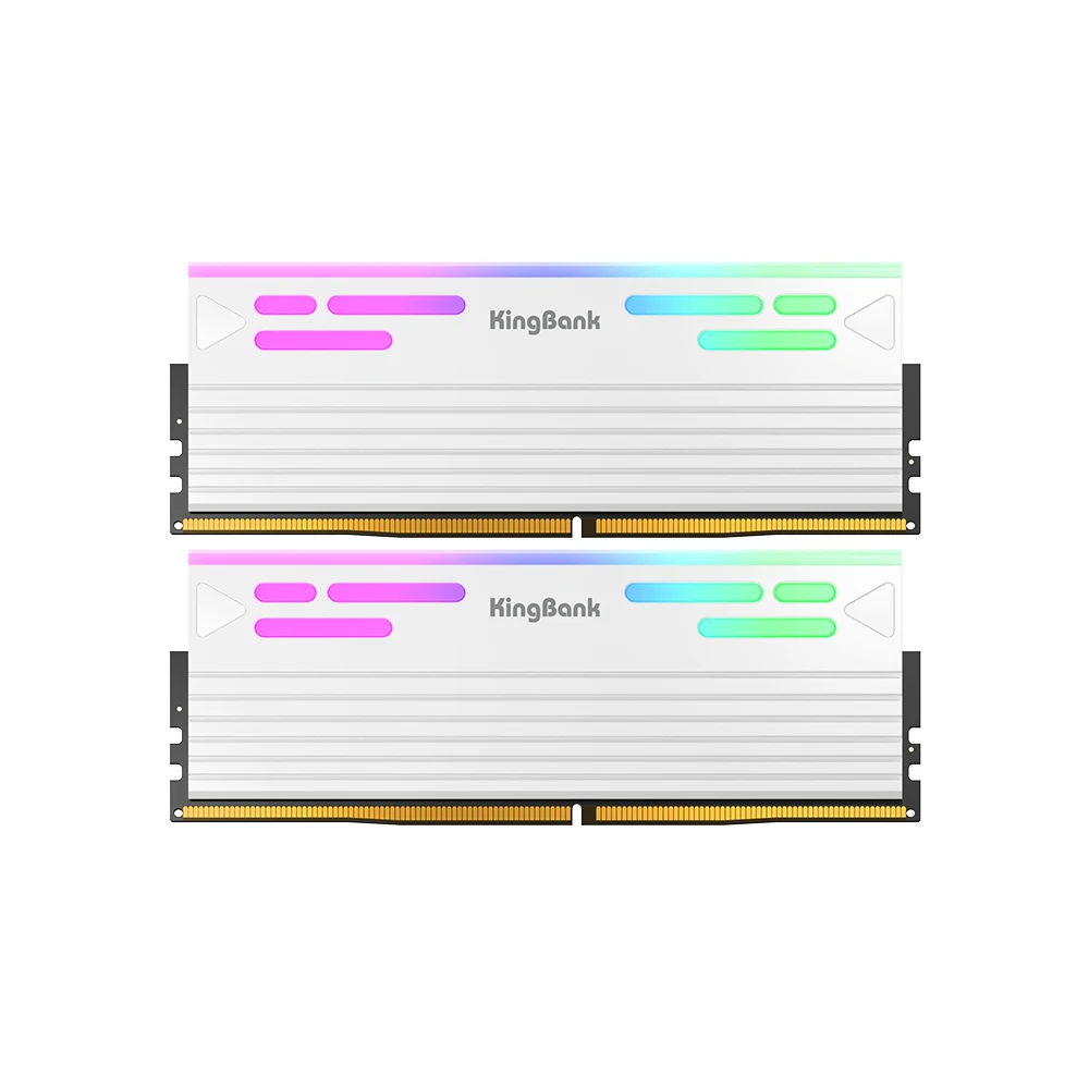 KingBank DDR5 24GBx2 RGB メモリア Ram 24GB 8000MHz CL38 DIMM デスクトップ ゲーム メモリ RAM ホワイト ヒートシンク Hynix M ダイ付き