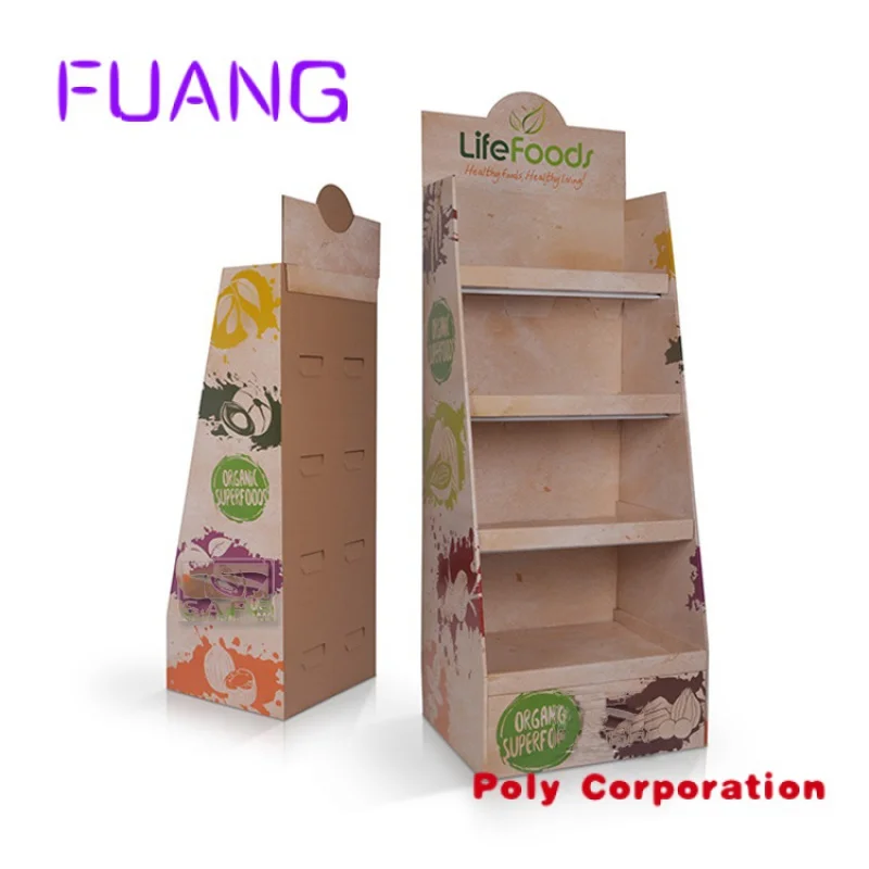 Publicidade Pop Up Corrugated Carton Display Rack para batatas fritas Snacks Custom Retail Pos Cardboard Floor Display Stand