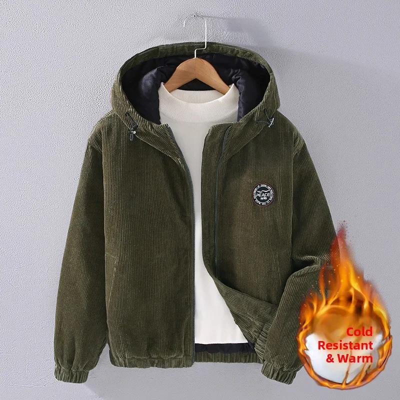 

Мужская повседневная теплая зимняя куртка свободного кроя из утепленного хлопка с капюшоном, на молнии, модная, для молодежи