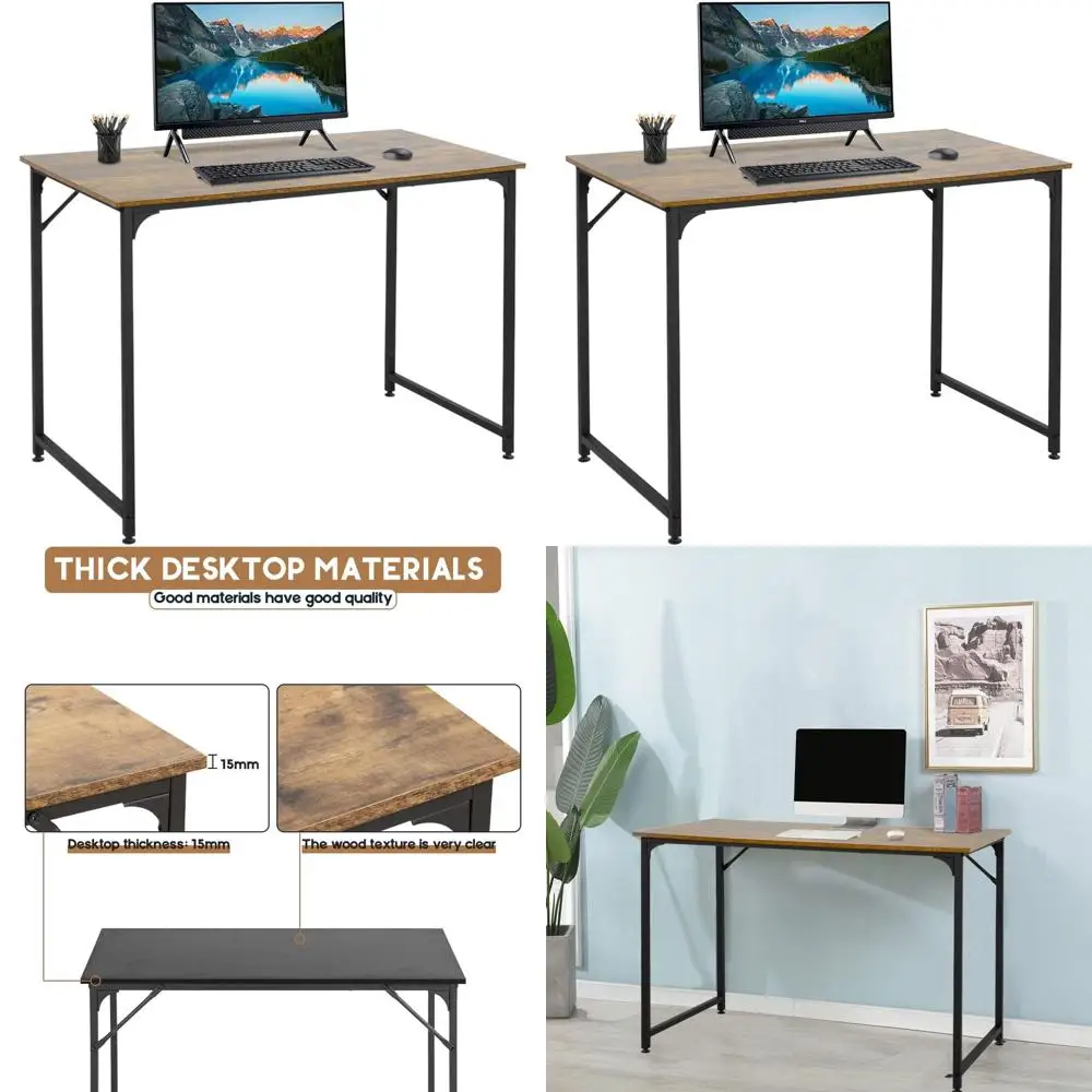 

Компактный игровой и учебный стол 39 для небольших помещений, идеально подходит для домашнего офиса, детской комнаты, в винтажном стиле, черного цвета.