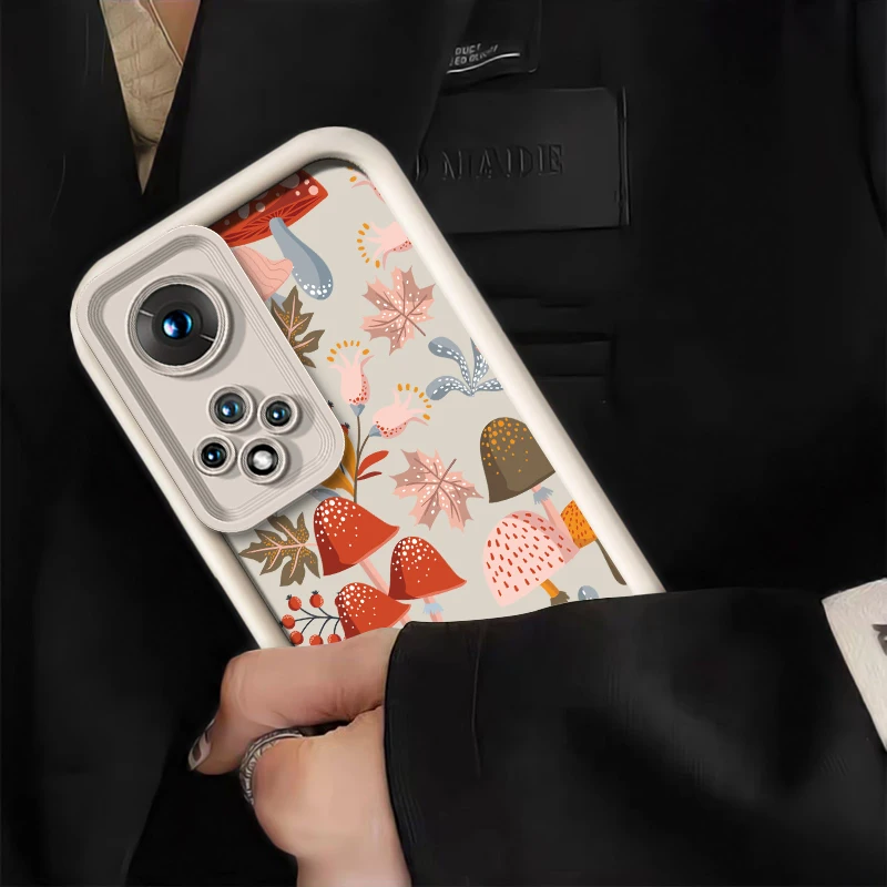 マットTPUスマホケース Huawei Honor X8B X8A X7A X7 X6A Magic 7 Lite 6 5 Pro X60 X30 X9C X9 X8C用 マッシュルーム柄 ソフトカバー