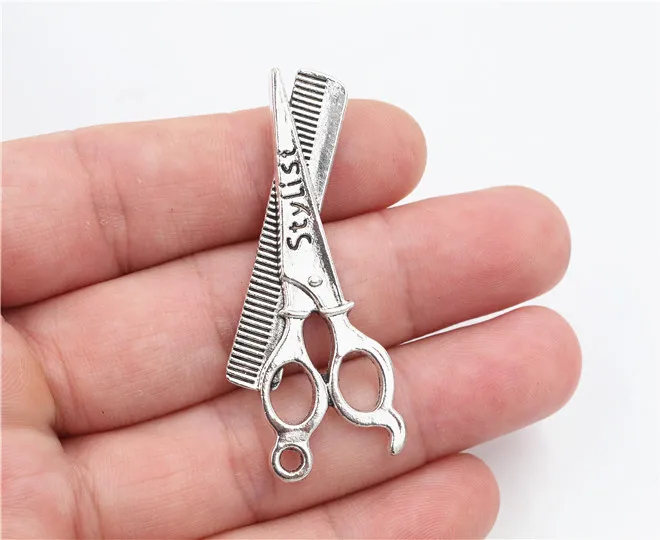 54x22mm 4pcs Antique Sliver Plated Scissors Pendant Handmade Charms Pendant:DIY for bracelet necklace-R5-34 - view 2