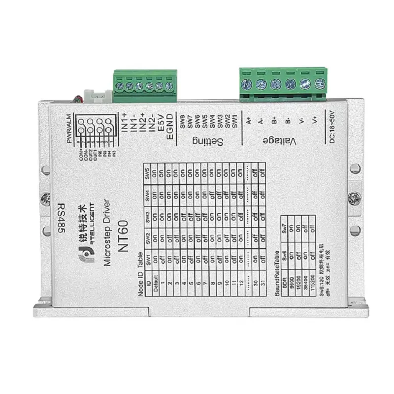 Imagem -04 - Driver de Passo Modbus Rs485 de Alto Desempenho para Equipamento Eletrônico 3c Driver de Controlador de Micro Passo Nema24 Nt60