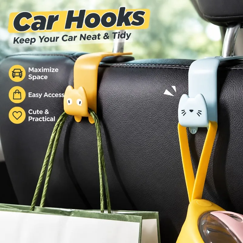 Cute Car Seat Back Hook Multifunctional Vehicle Backseat Hanger Creative Auto Interior Organizer Practical on-board Storage