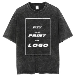 T-shirt Délavé avec Logo Personnalisé pour Homme, Streetwear Hip Hop, Vêtement Unisexe, Vente en Gros, Livraison Directe, Y2k