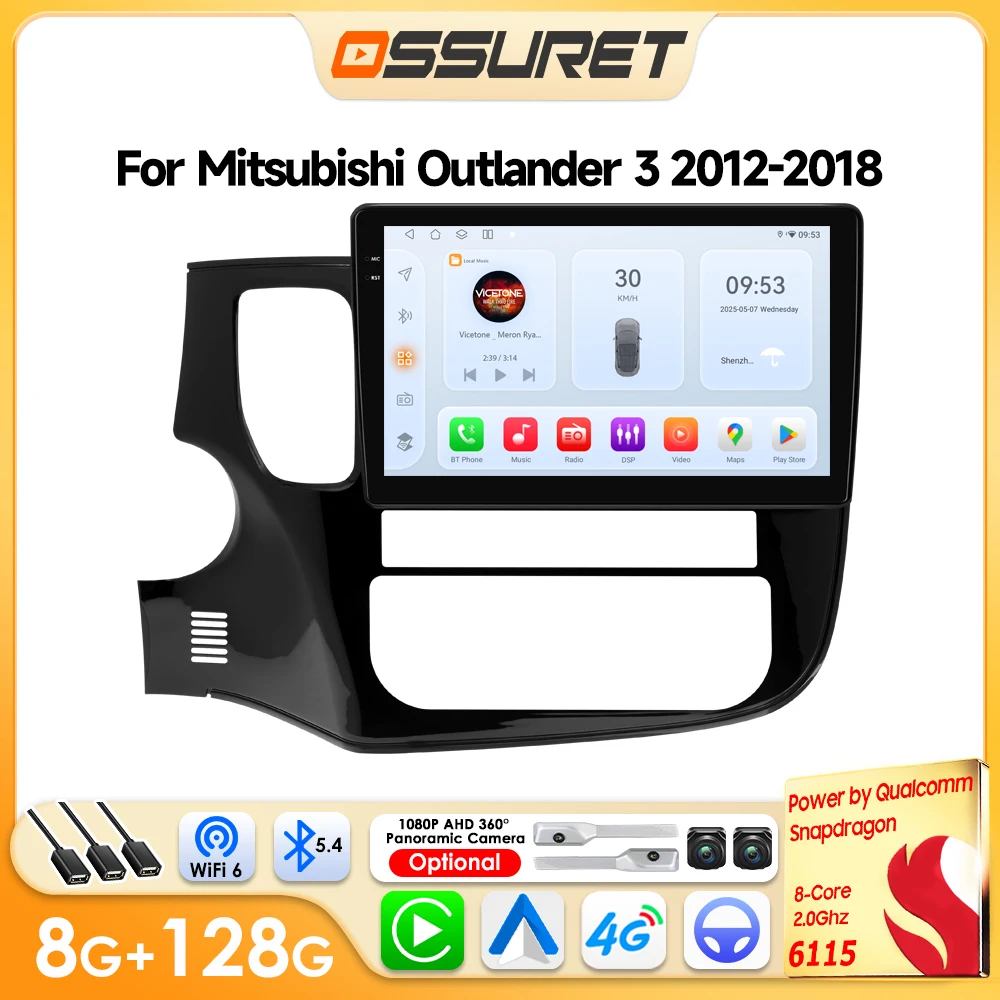 Image of 6115 Android Auto Audio für Mitsubishi Outlander 3 III 2012-2018 Kabelloses Carplay Video Auto-Stereoanlage Radio Multimedia-Player GPS