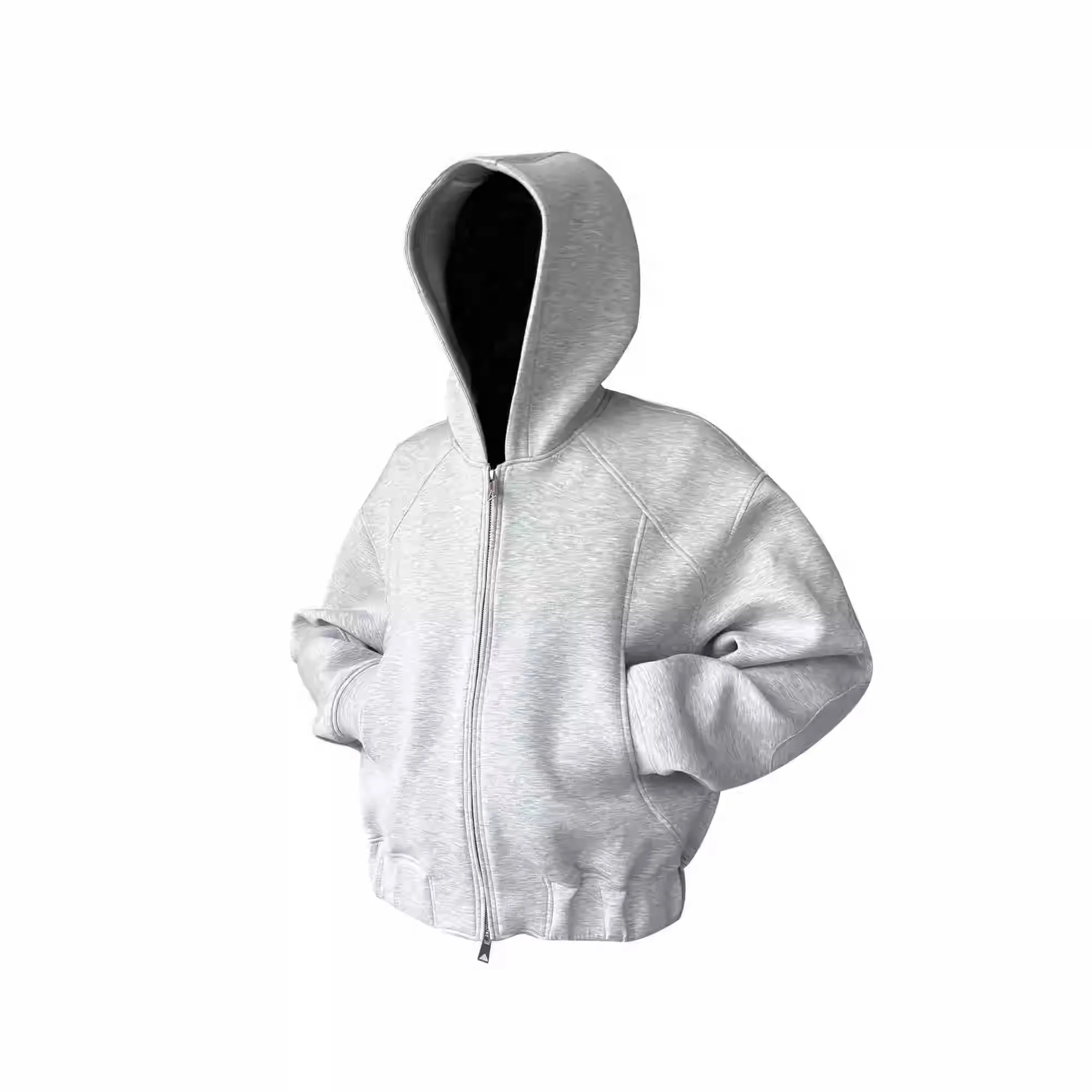 American Hooded Sweatshirt Cardigan Men's Short Loose Couple Jacket Top High Street Split Line Splicing Short Hooded Sweatshirt