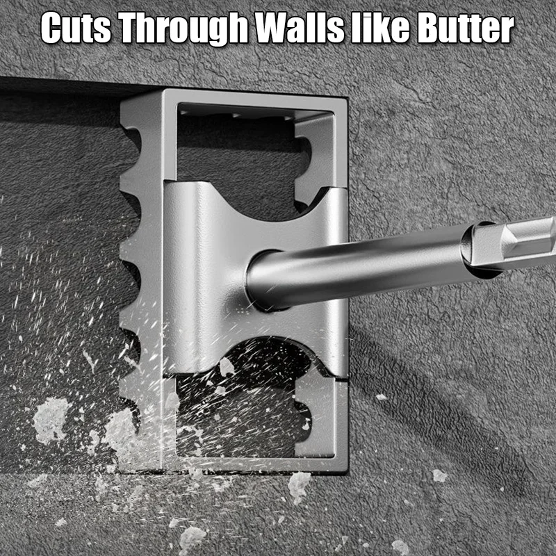 Electrical Box Square Hole Cutter & Slotting Tool - Square/Round Handle, Oscillating Socket Hole Saw for Brick, Concrete