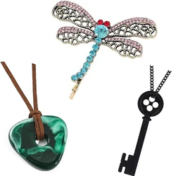 Coraline Key Pendant Necklace Seeing Stone Necklace Dragonfly Hair Clips Halloween Movie Props Cosplay Costume for Women Men