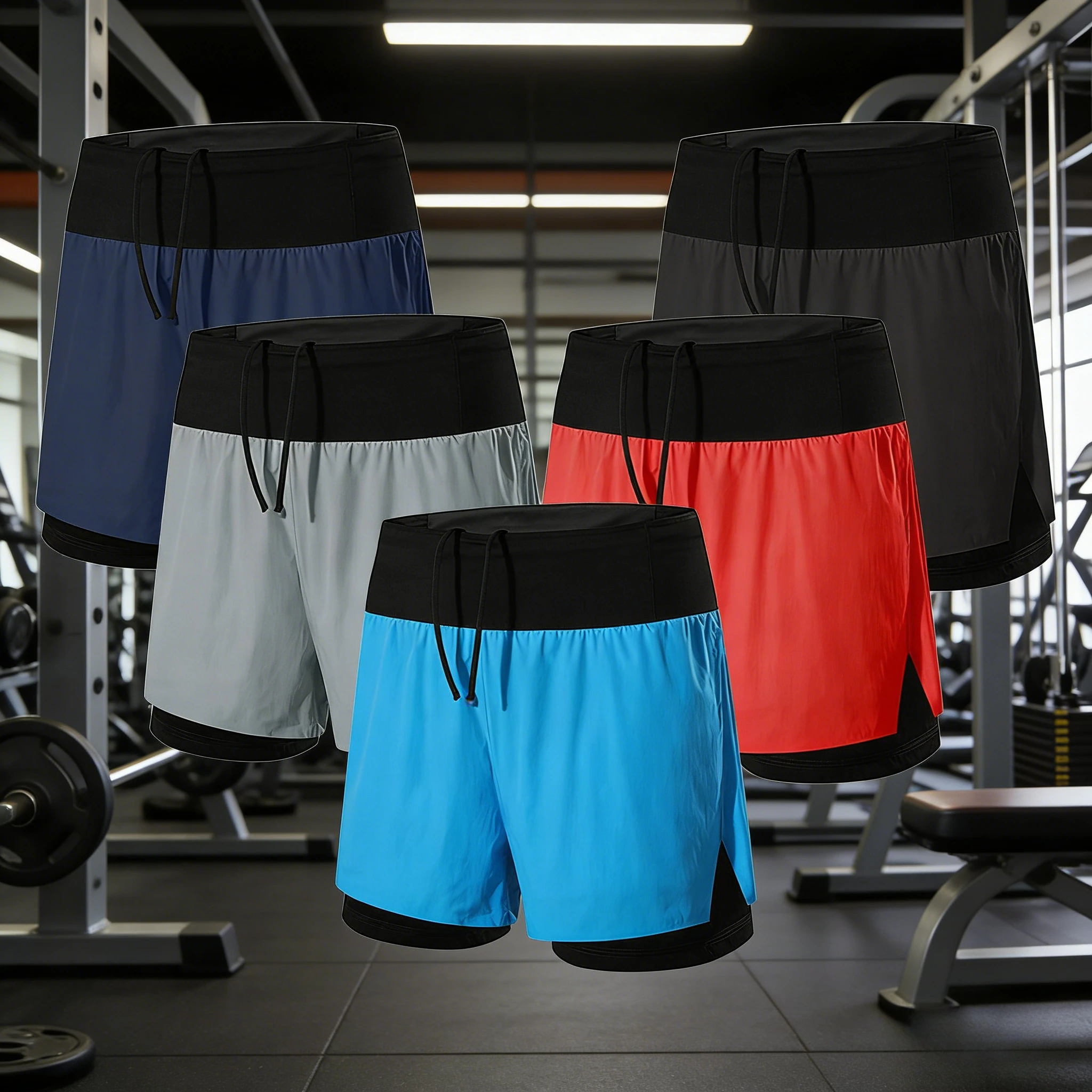 

Мужские летние быстросохнущие шорты для бега с подкладкой, защита от просвечивания, двойные шорты для активного отдыха, марафона, баскетбола