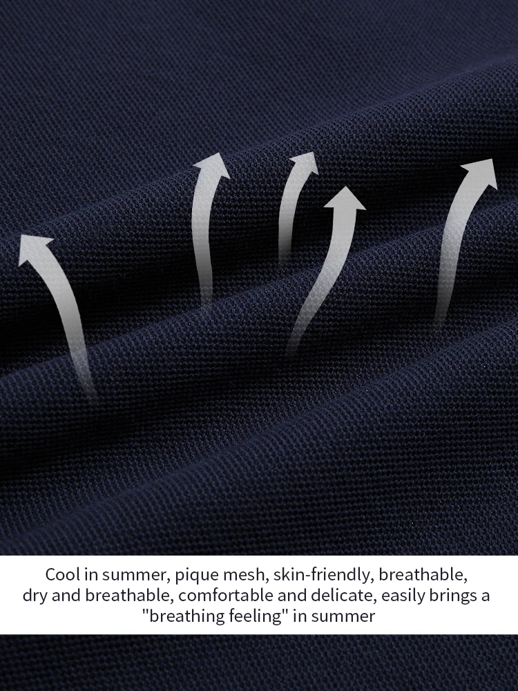 Ik geloof je blauw contrasterend polokraag ademend T-shirt top zomer 2025, V-hals witte zwaan borduurwerk casual T-shirt 2252015970