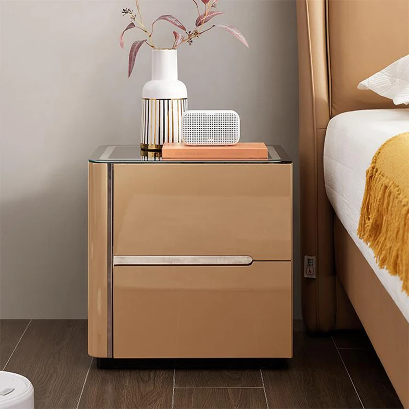 Small Household Multi-function Intelligent Bedside Table Rechargeable Storage Bedroom Modern Simple Glass