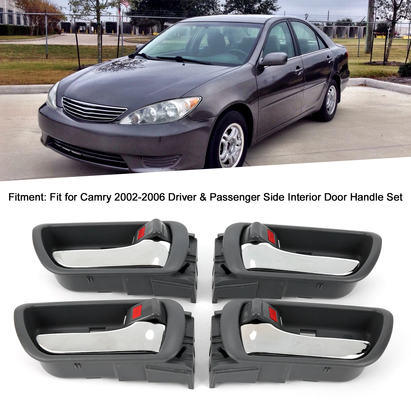 4pcs Car Interior Door Handles 69206‑33030 69205-33030 Replacement For Toyota Camry 2002‑2006