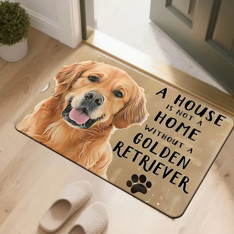 Pet Door Jack Russell Mat Adorable Golden Retriever Design Absorbent and Soft Modern Decor Perfect for Entryways and Kitchens