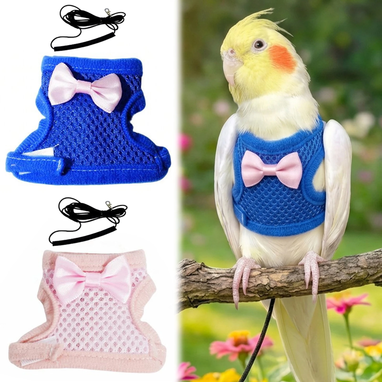Parrots  flights harness escape proof training vest Adjustable parrots flights suit Breathable Safety Pet Plus Traction training
