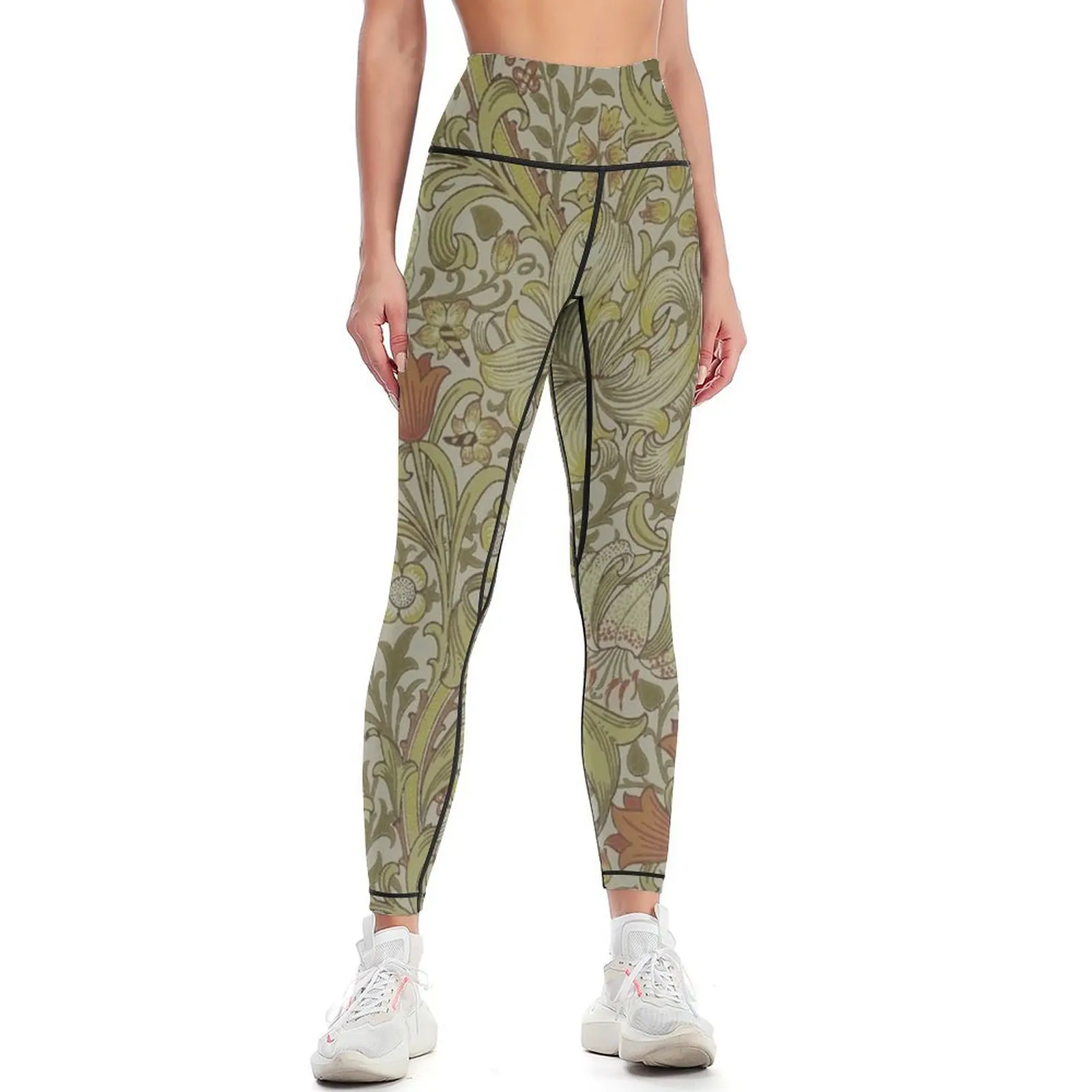 William Morris Floral lily willow art print design Leggings gym sportswear woman high waist Womens Leggings