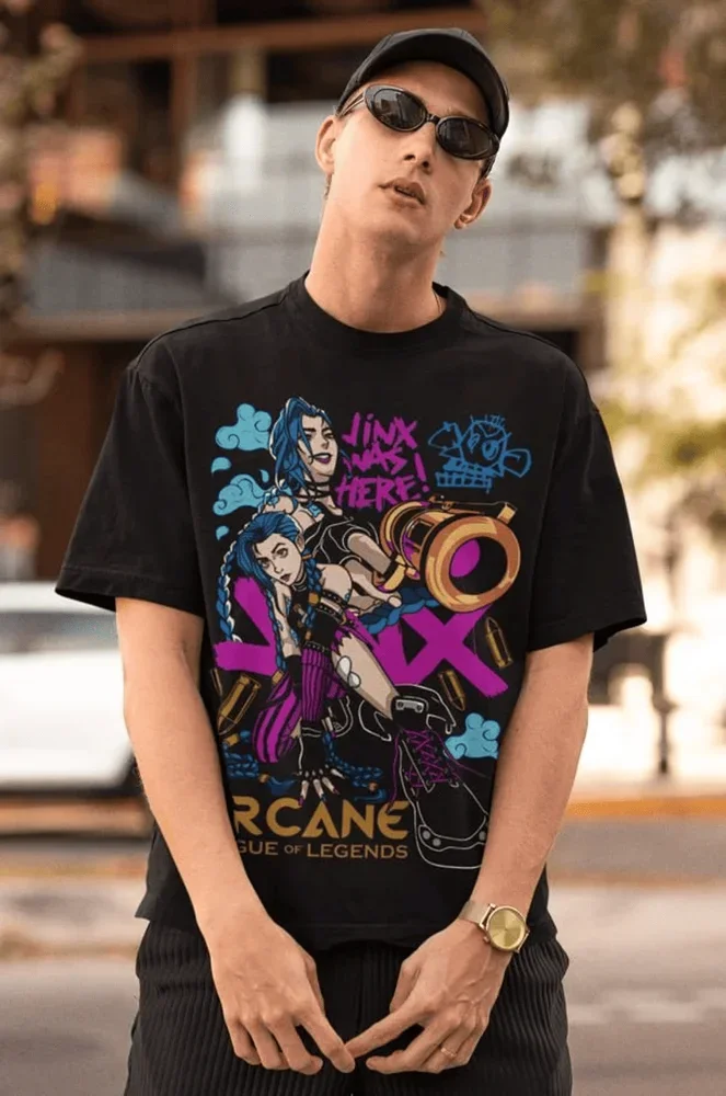 Jinx Arcane T-Shirt Japanese Anime Cartoon Jinx Arcane Graphic T-Shirt Female T-shirt Tops Women T Shirt Drop Ship