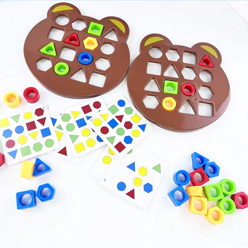 Ursinho forma geométrica cor correspondente quebra-cabeça 3d ** montessori aprendizagem educacional brinquedos de batalha interativos presente das crianças!! !