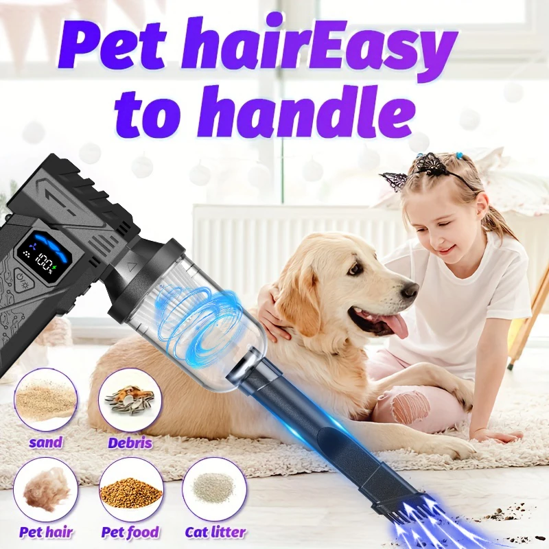 150000RPM Violent Turbofan, Wireless Turbo Blower and PortableCordless Vacuum Cleaner with LED Light And Smart Display Screen