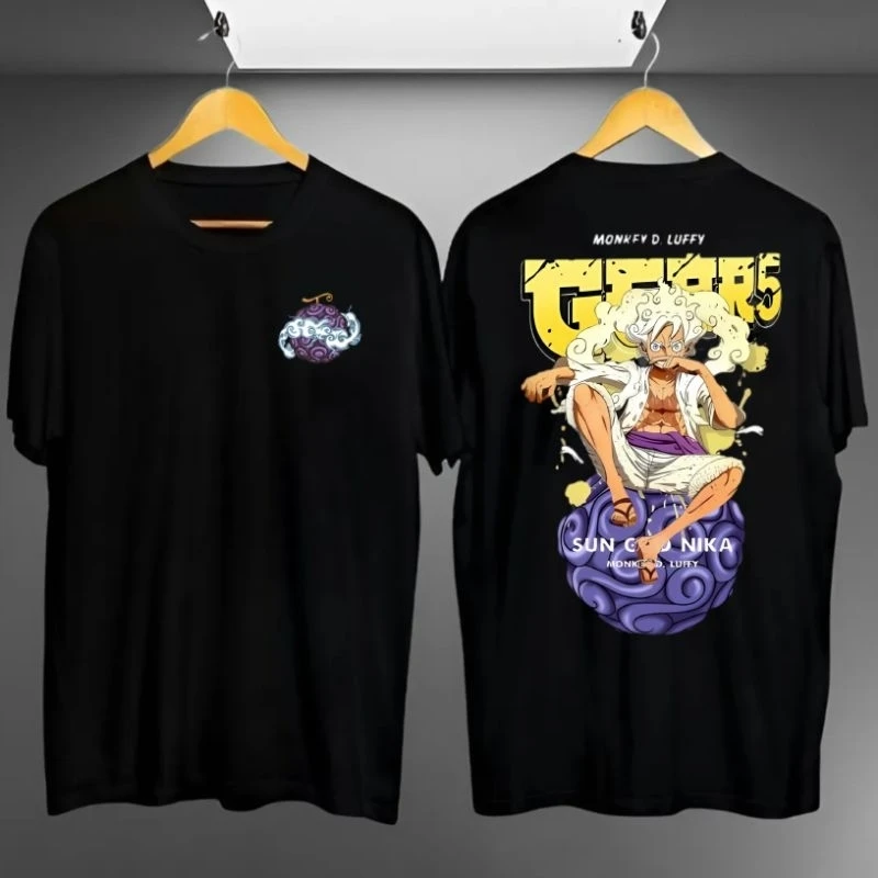 بانداي حقيقية 2026 جديد اليابان الرسوم المتحركة 5th شكل لوفي مطبوعة كبيرة الحجم الرجال الجولة الرقبة بلوزة فضفاضة عادية كم قصير #4