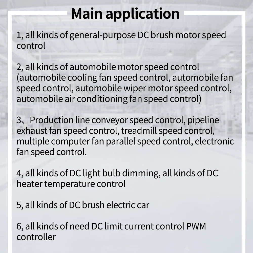 DC10V~50V 20A PWM Brushless Motor Controller Motor Speed Controller Dimming Temperature Control