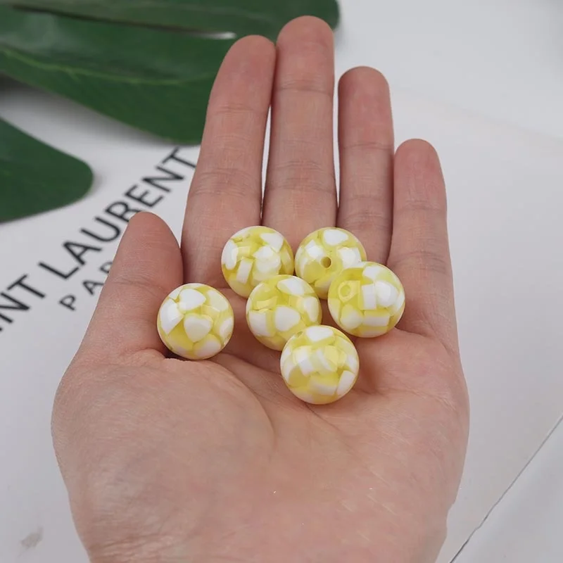 10pcs 16MM DIY Beads/Glitter Powder Effect/Resin Beads/Hand Made/Round Shape/Jewelry Findings & Components