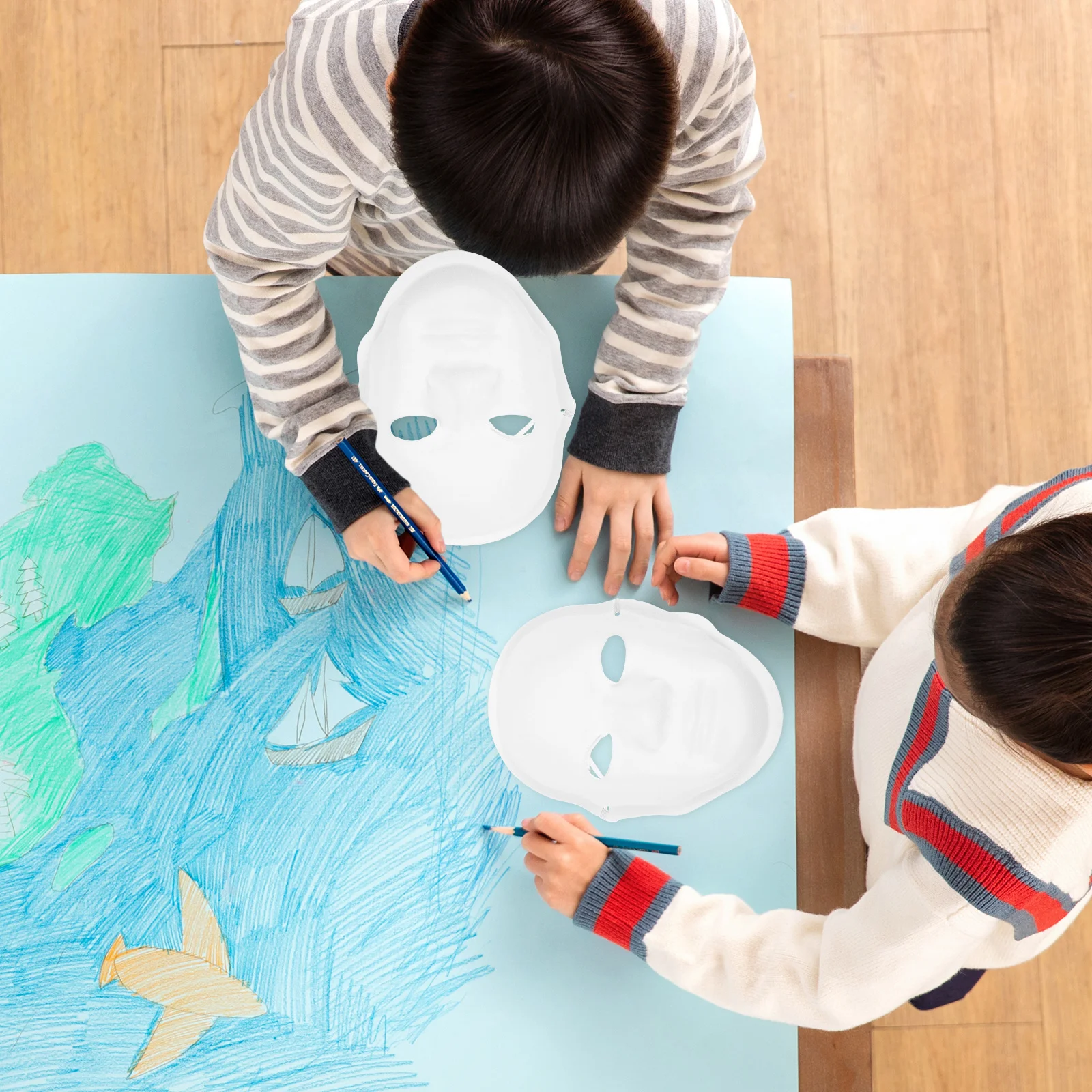 หน้ากากกระดาษลายหน้ากากปักกิ่ง 10 ชิ้น สำหรับเด็ก ทำสีเอง งานฝีมือ ปาร์ตี้ ฮาโลวีน คอสเพลย์ ของขวัญ