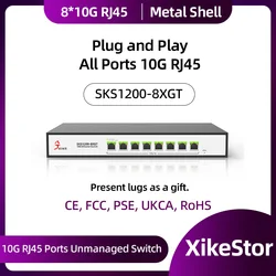 XikeStor All 10 Gigabit Ethernet  8-Port 10gbps RJ45 Port Network Plug and Play 10gbe 10gb 10000mbps 10g Unmanaged