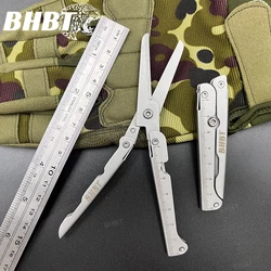 BHBT Folding Scissors Portable Lightweight Home Outdoor Tools EDC Tools  With Back Clip Scale