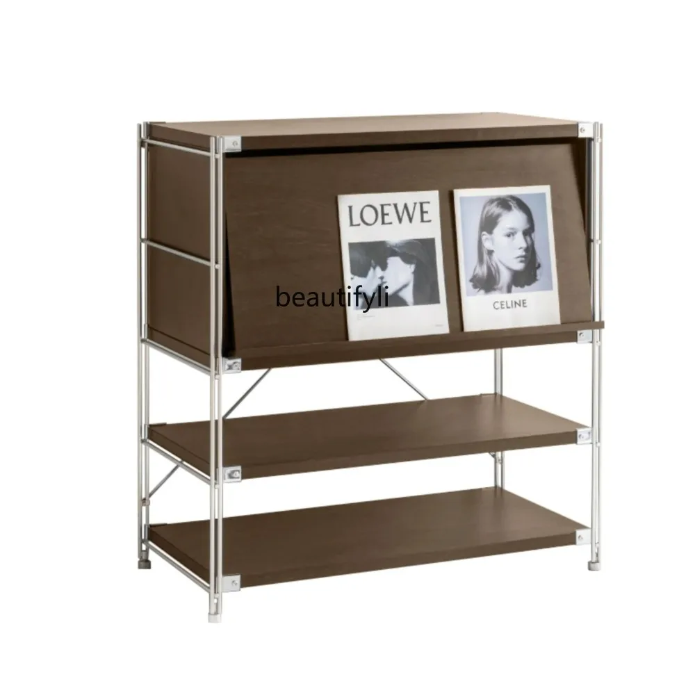 

Bedside Table Sofa Side Table Stainless Steel TV Storage Module Combination Sideboard Cabinet