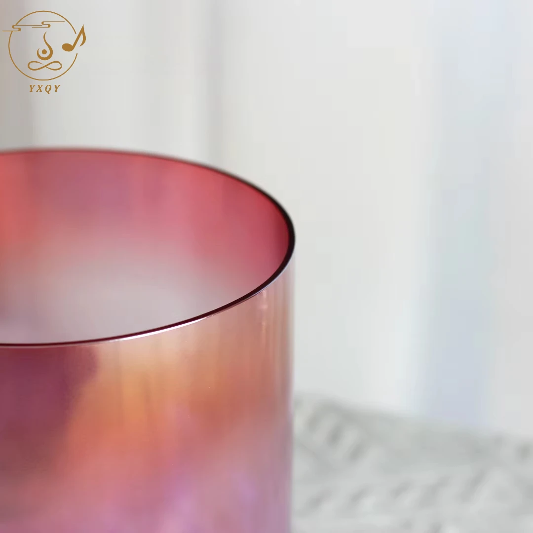Red gradient Transparent Quartz Crystal Singing Bowl Yoga Meditation Sound Therapy Singing Bowls Healing Percussion Instrument