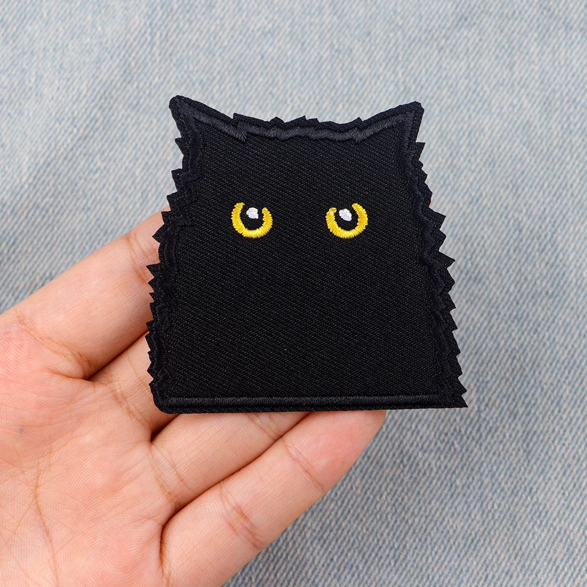 Remendos bordados de gato preto para estudantes crianças roupas diy crachá adesivo kawaii desenhos animados remendos em roupas adesivos apliques