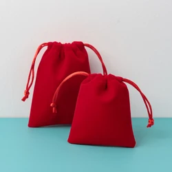 5Pcs Velvet Jewelry Small Pouches for Valentine's Day Marriage Party Gift Display Packing Bag Earrings Rings Organizer Bag