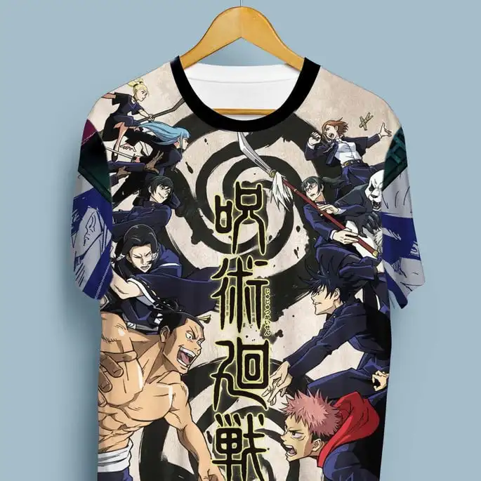 Jujutsu Kaisen Main Characters 3D Print T-shirt Men's Anime Itadori Gojo Fushiguro Graphic Short Sleeve Tee  Streetwear Tops